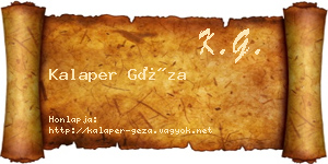 Kalaper Géza névjegykártya
